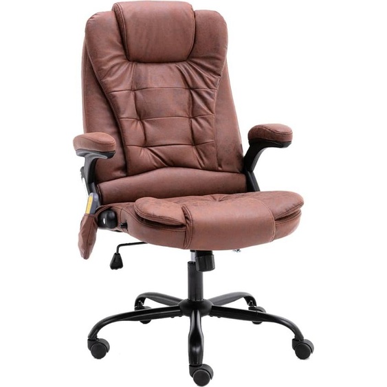 vidaXL Chaise de bureau avec fonction massage Marron clair aspect daim - Chaise de bureau - Chaise de bureau avec fonction massage - Chaise de bureau avec fonction massage