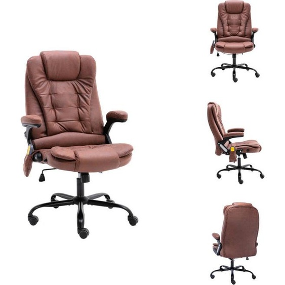 vidaXL Chaise de bureau avec fonction massage Marron clair aspect daim - Chaises de bureau