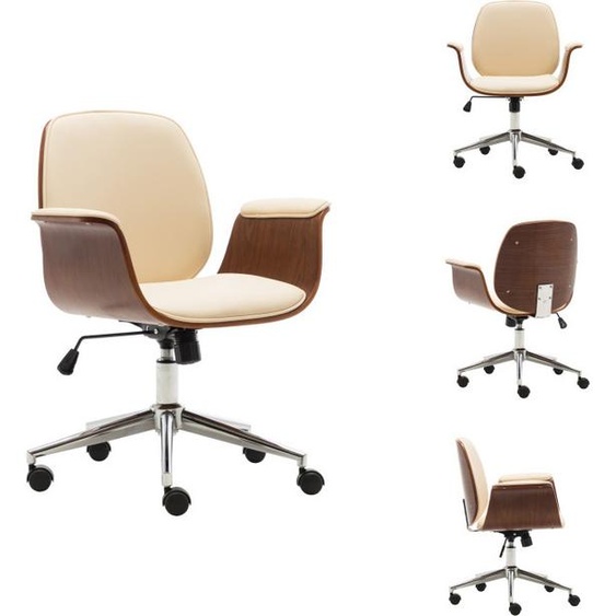 vidaXL Chaise de bureau Crème Bois courbé et similicuir - Chaises de bureau