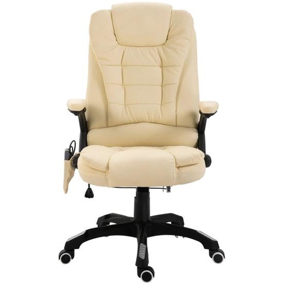 vidaXL Chaise de bureau de massage Crème similicuir