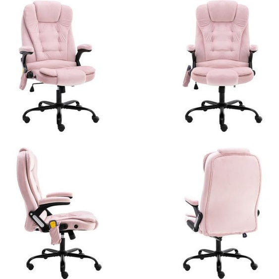 vidaXL Chaise de bureau de massage rose velours - Chaise de bureau - Chaises de bureau de massage - Chaises de bureau de massage