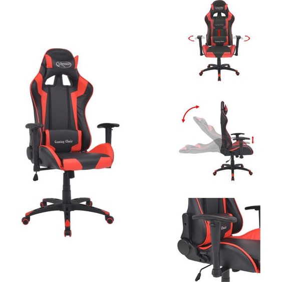 vidaXL Chaise de bureau Gaming inclinable Similicuir rouge - Chaises de bureau