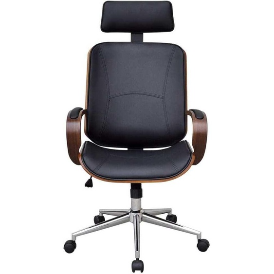 vidaXL Chaise de bureau Pivotante avec appui-tête Bois courbé Similicuir