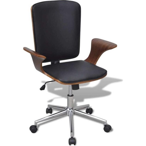 vidaXL Chaise de bureau pivotante Bois courbé avec rembourrage en similicuir - Chaise de bureau - Chaises de bureau - Chaises pivotantes