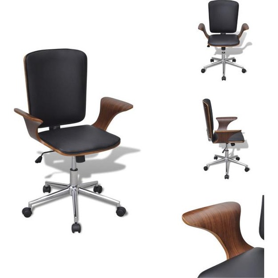 vidaXL Chaise de bureau pivotante Bois courbé avec rembourrage en similicuir - Chaises de bureau