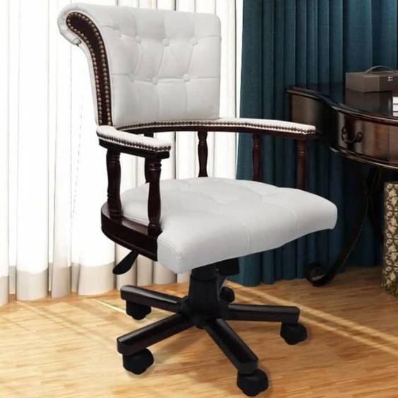 vidaXL Chaise de Bureau Pivotante Mobilier de Bureau Blanc Fauteuil de Bureau 20041
