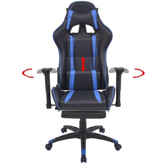 vidaXL Chaise de bureau racing inclinable avec repose-pieds bleu