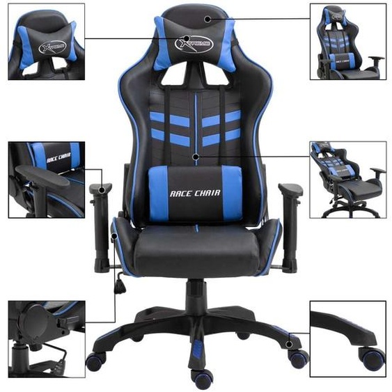 vidaXL Chaise de jeu bleu similicuir