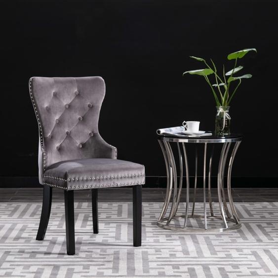 vidaXL Chaise de salle à manger 2 pcs. Gris velours