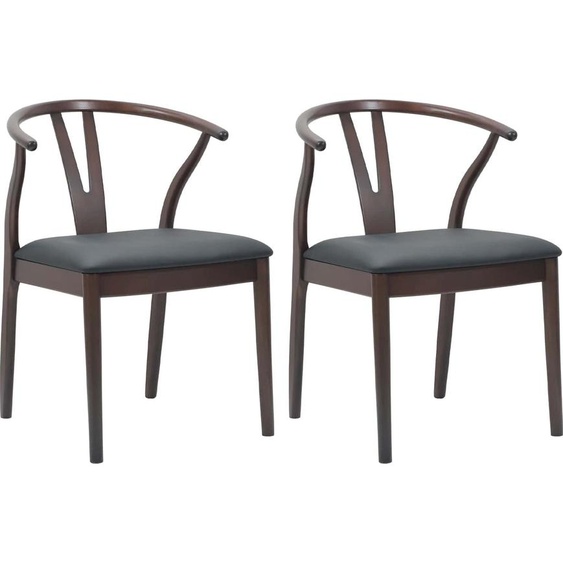 vidaXL Chaise de salle à manger 2 pcs marron clair et noir Bois massif de caoutchouc