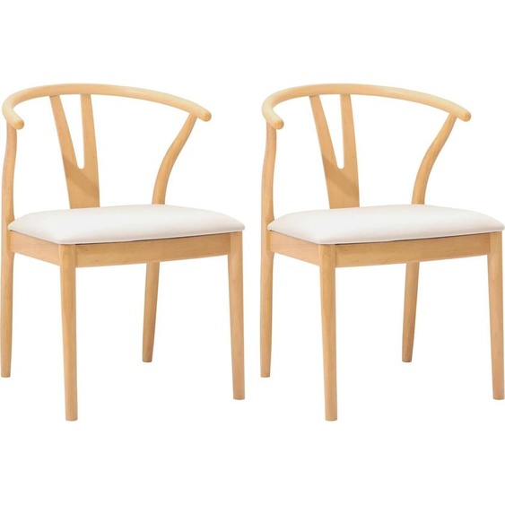 vidaXL Chaise de salle à manger 2 pcs Naturel et clair Bois massif de caoutchouc