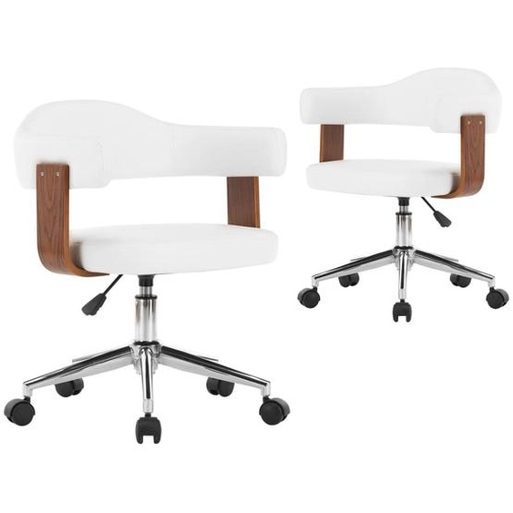 vidaXL Chaise de salle à manger 2 pcs. Pivotant Blanc Bois courbé et similicuir