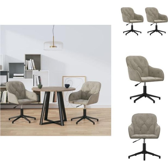 vidaXL Chaise de salle à manger 2 pcs. Pivotant Gris clair Velours - Chaises de salle à manger