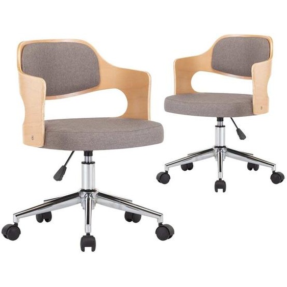 vidaXL Chaise de salle à manger 2 pcs. Pivotant Taupe Bois courbé et tissu