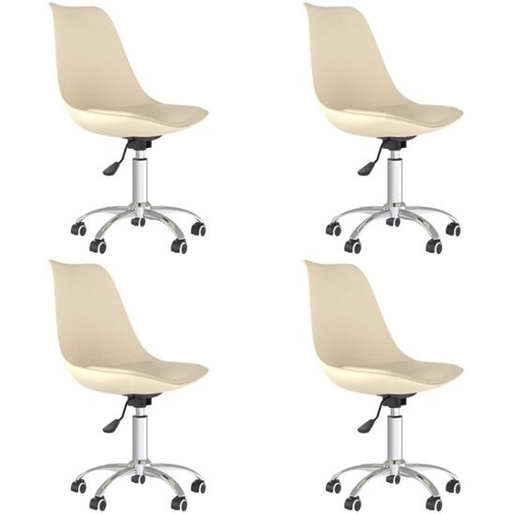 vidaXL Chaise de salle à manger 4 pcs. Pivotant Tissu Crème