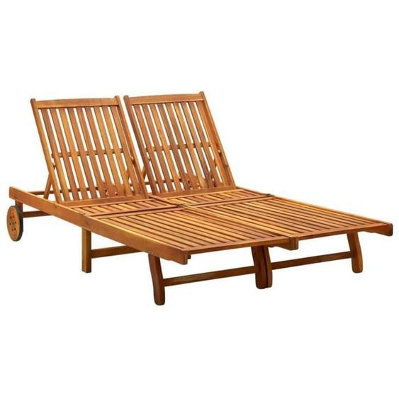 vidaXL Chaise longue 2 places Bois dacacia massif