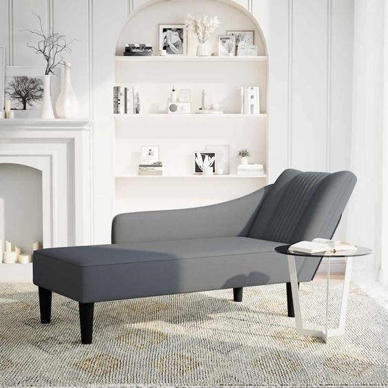 vidaXL Chaise longue avec accoudoir à droite gris foncé velours
