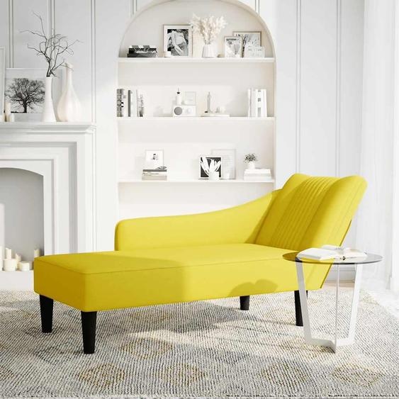 vidaXL Chaise longue avec accoudoir à droite jaune velours