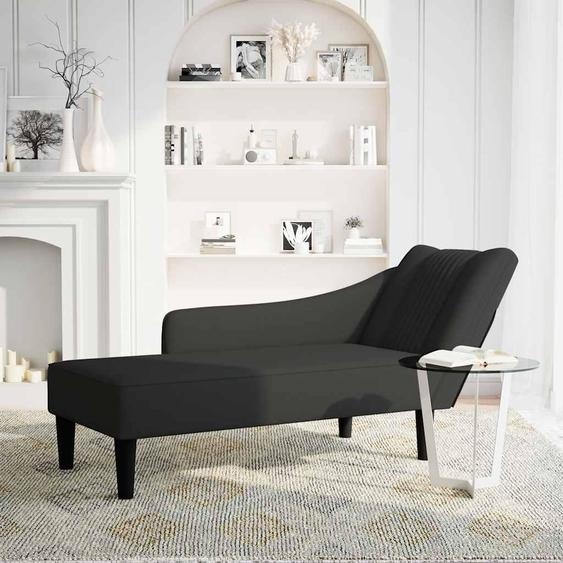 vidaXL Chaise longue avec accoudoir à droite noir velours