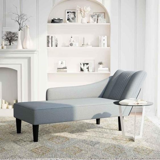 vidaXL Chaise longue avec accoudoir à droite Tissu gris clair