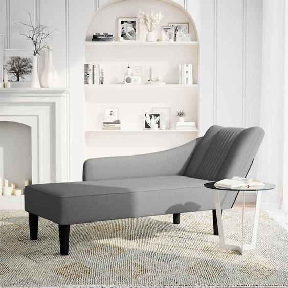 vidaXL Chaise longue avec accoudoir à droite Tissu gris foncé