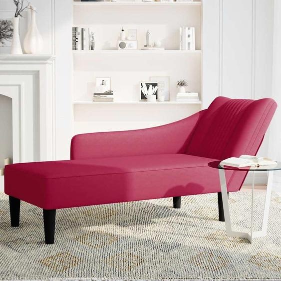 vidaXL Chaise longue avec accoudoir à droite vin rouge velours