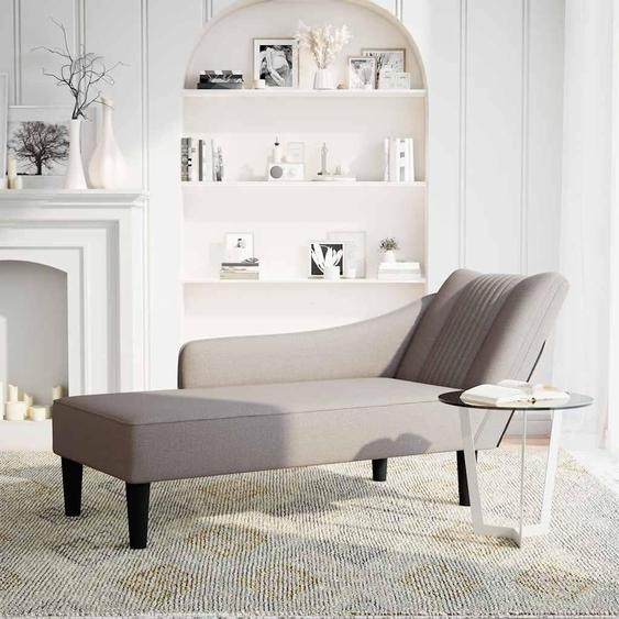 vidaXL Chaise longue avec accoudoir droit Taupe Tissu