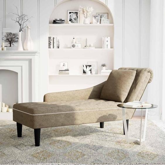 vidaXL Chaise longue avec coussin Accoudoir droit Gris clair Similicuir