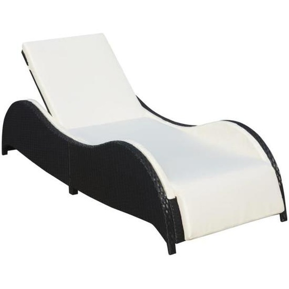 vidaXL Chaise longue avec coussin Résine tressée Noir
