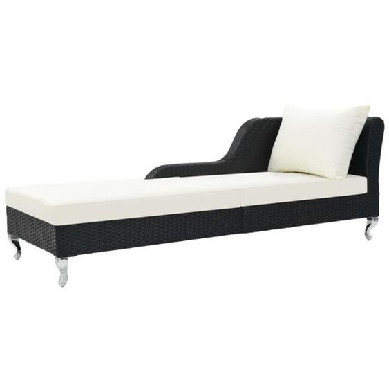 vidaXL Chaise longue avec coussin Résine tressée Noir