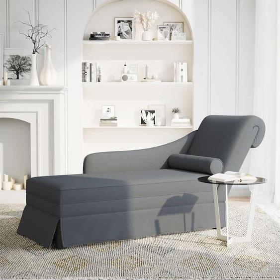 vidaXL Chaise longue avec traversin Accoudoir droit Gris foncé Velours