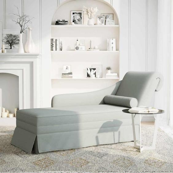 vidaXL Chaise longue avec traversin et accoudoir droit gris clair velours