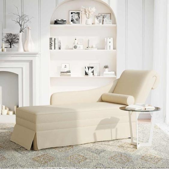 vidaXL Chaise longue avec traversin et accoudoir droit Lin
