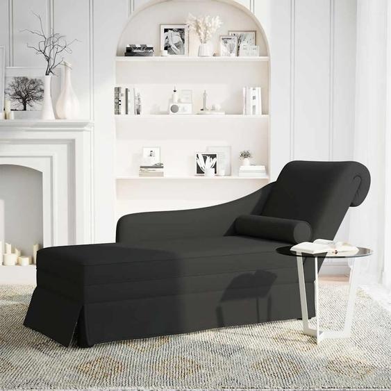 vidaXL Chaise longue avec traversin et accoudoir droit Noir velours