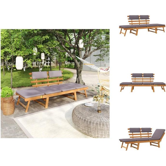 vidaXL Chaise longue de jardin 2 en 1 avec support 190 cm bois massif acacia - Bancs de jardin