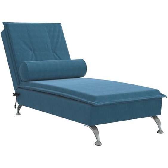 vidaXL Chaise longue de massage avec traversin Bleu Velours