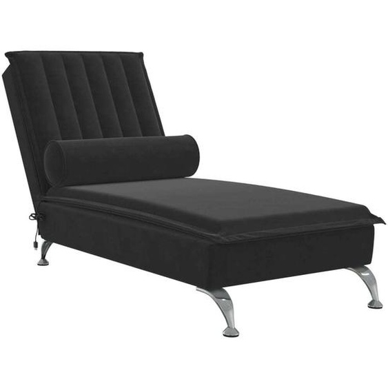 vidaXL Chaise longue de massage avec traversin Noir velours