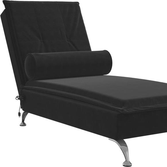 vidaXL Chaise longue de massage avec traversin Noir velours