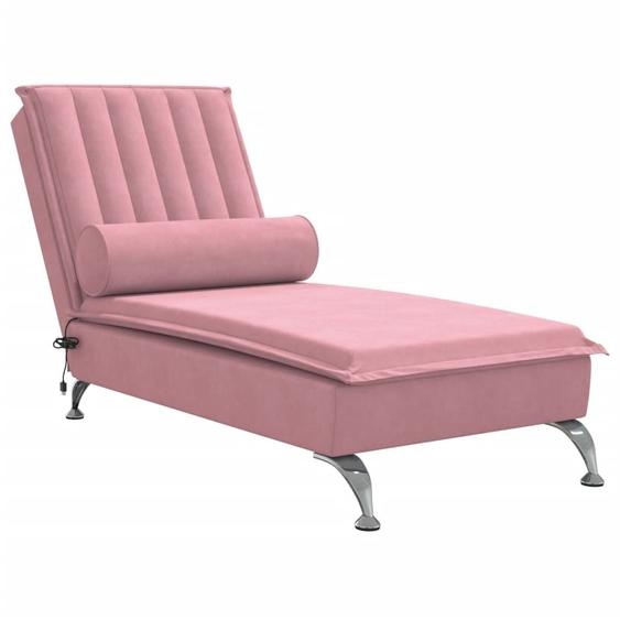 vidaXL Chaise longue de massage avec traversin rose velours