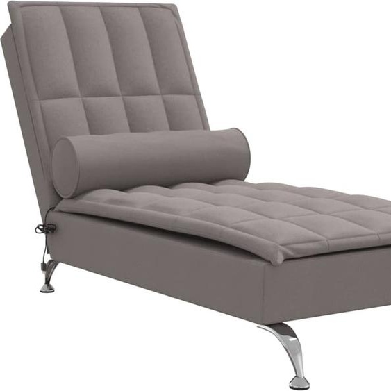 vidaXL Chaise longue de massage avec traversin Taupe Tissu