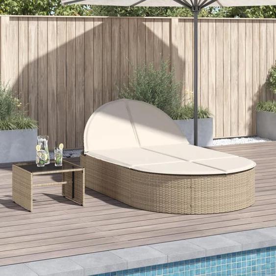 vidaXL Chaise longue double avec coussins beige résine tressée 368650