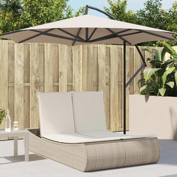 vidaXL Chaise longue double avec coussins beige résine tressée transat lit de jour dextérieur lit de jour de jardin lit 368094