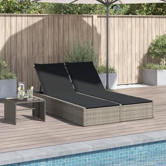 vidaXL Chaise longue double avec coussins gris clair résine tressée 368633