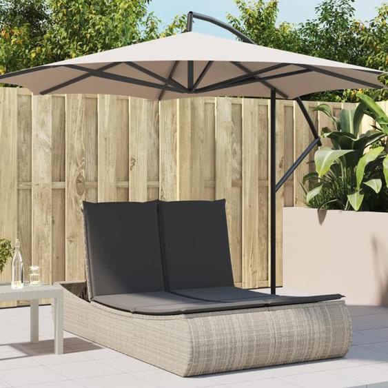vidaXL Chaise longue double avec coussins gris clair résine tressée transat lit de jour dextérieur lit de jour de 368095