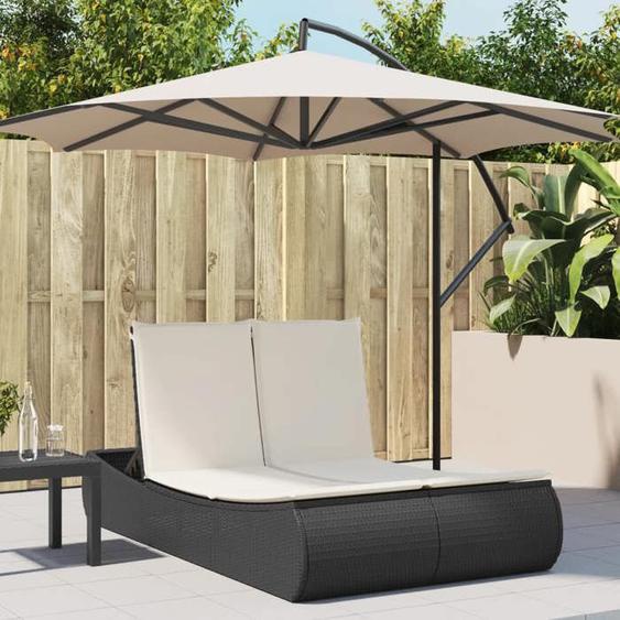 vidaXL Chaise longue double avec coussins noir résine tressée transat lit de jour dextérieur lit de jour de jardin lit 368090