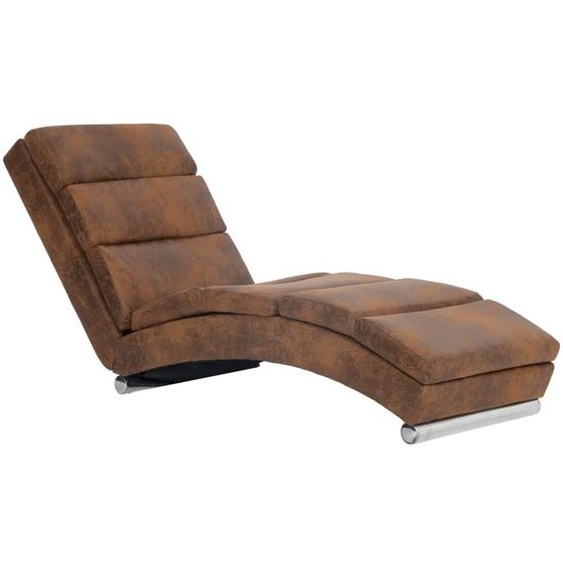 vidaXL Chaise longue marron aspect daim