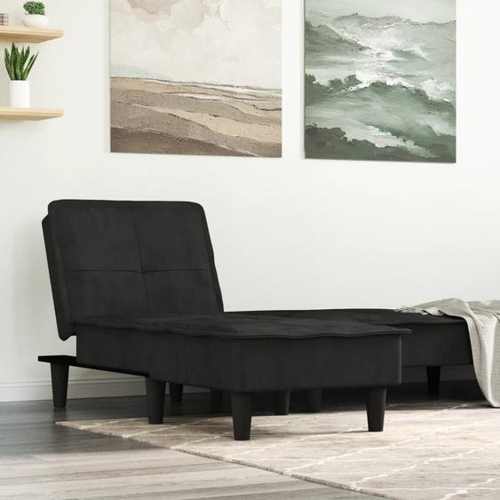 vidaXL Chaise Longue Velours noir