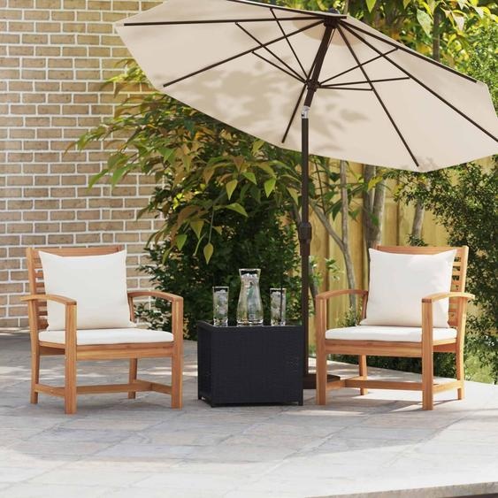 vidaXL Chaise, lot de 2, marron et crème, 65 x 60 x 76,5 cm, bois de teck massif