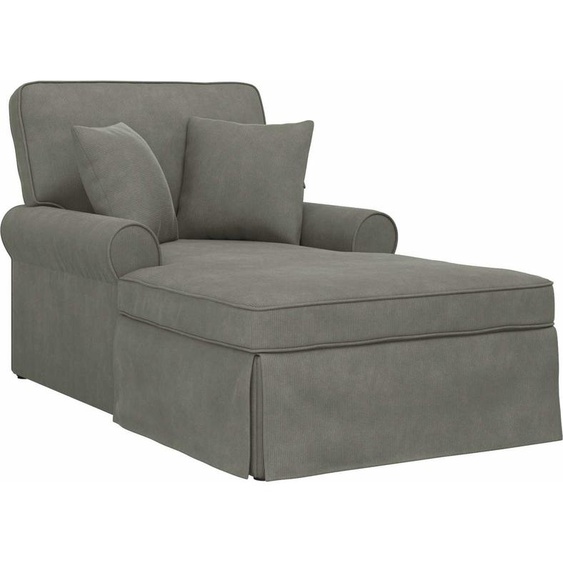 vidaXL Chaise longue avec jupe et coussins 3 pièces Gris clair Velours côtelé