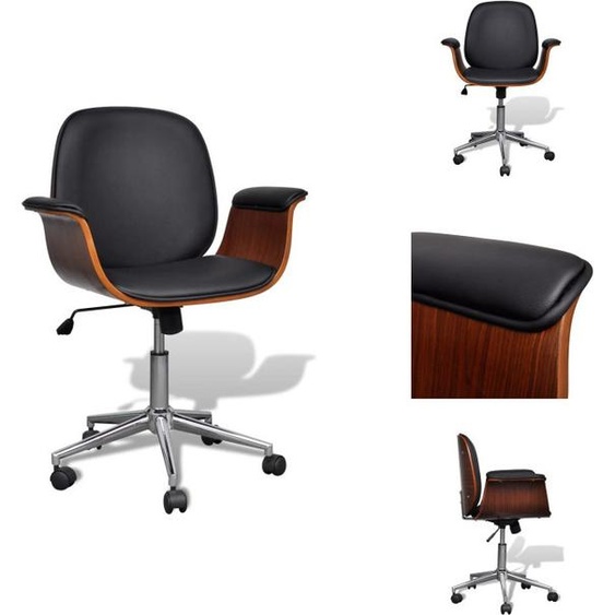 vidaXL Chaise pivotante à accoudoirs bois courbé et cuir synthétique - Chaises de bureau